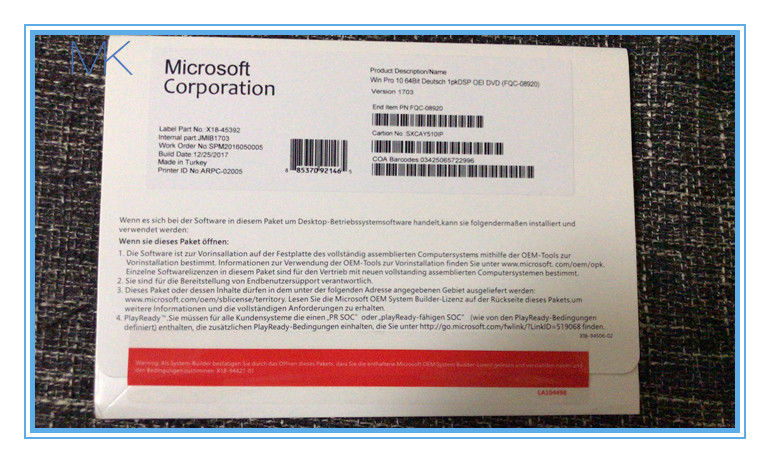 Win 10 Home DVD Box OEM Retail Key Japanese Version 32-bit Or 64-bit Options
